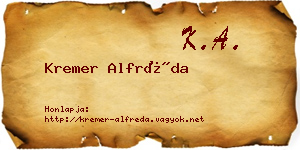 Kremer Alfréda névjegykártya
